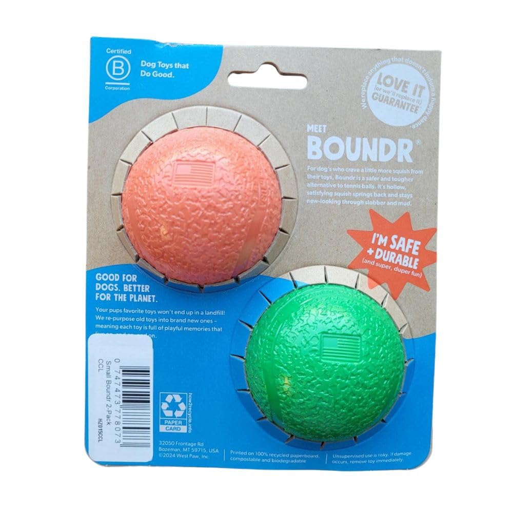 West Paw Boundr ball clover green floats for water play and training.