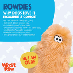 West Paw Olaf plush toy showing hardytex fabric for durability