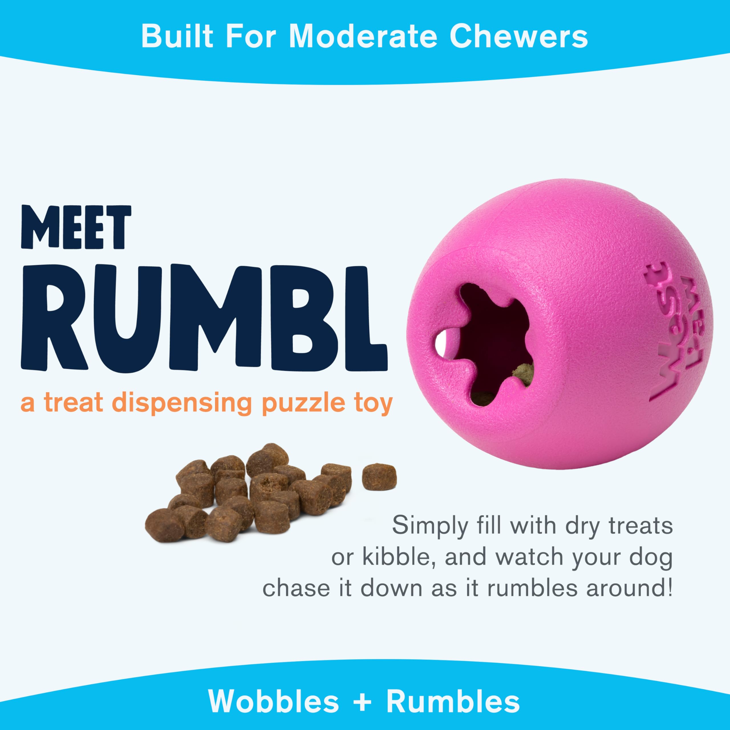 WEST PAW Rumbl durable Zogoflex core stands up to moderate chewing.