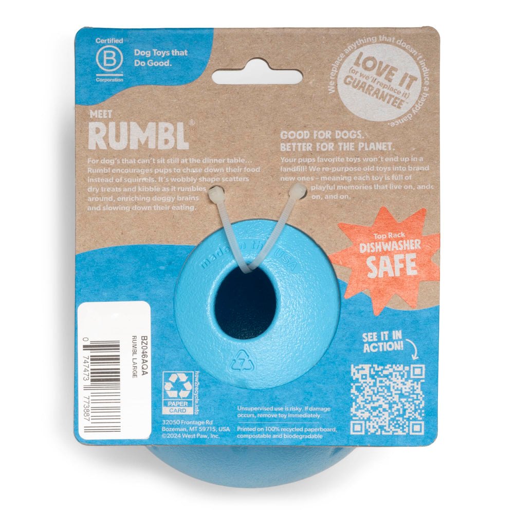 WEST PAW Rumbl Aqua Blue Small – wobble action for dog engagement