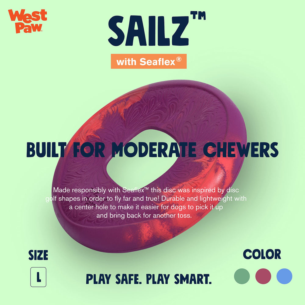 West Paw Seaflex Sailz Disc caught midair for quick returns.