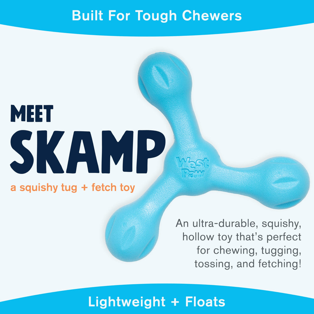 West Paw Zogoflex Air Skamp in action tugging for interactive play