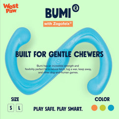 WEST PAW Zogoflex Bumi dog tug toy in action facilitates fetch and interactive play.