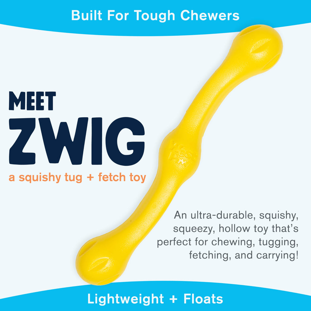 West Paw Zogoflex Echo Zwig floats on water for pool and lake fetch