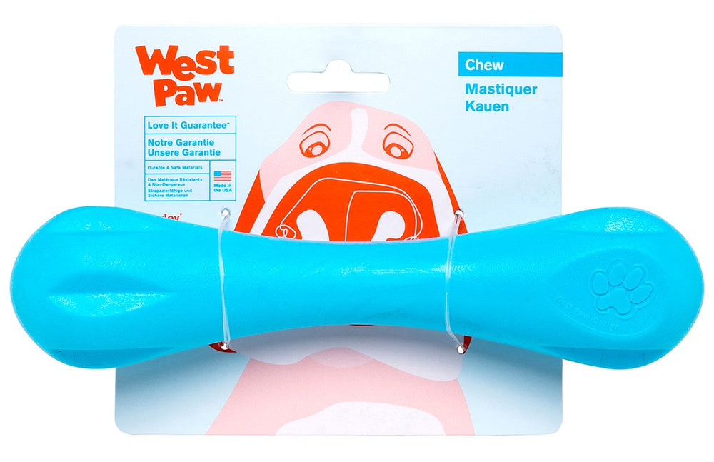 WEST PAW Zogoflex Hurley aqua large dog bone for aggressive chewers during fetch