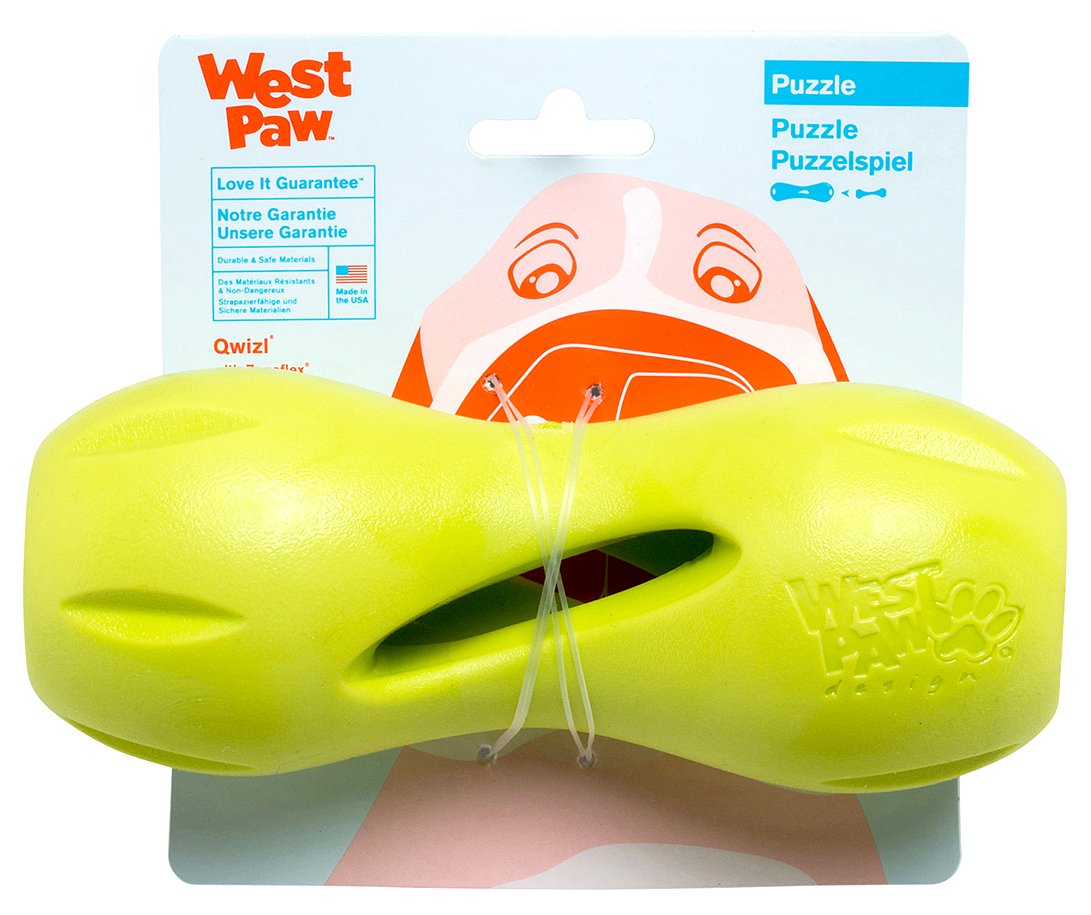 West Paw Zogoflex Qwizl Granny Smith large durable toy for extended treat rewards