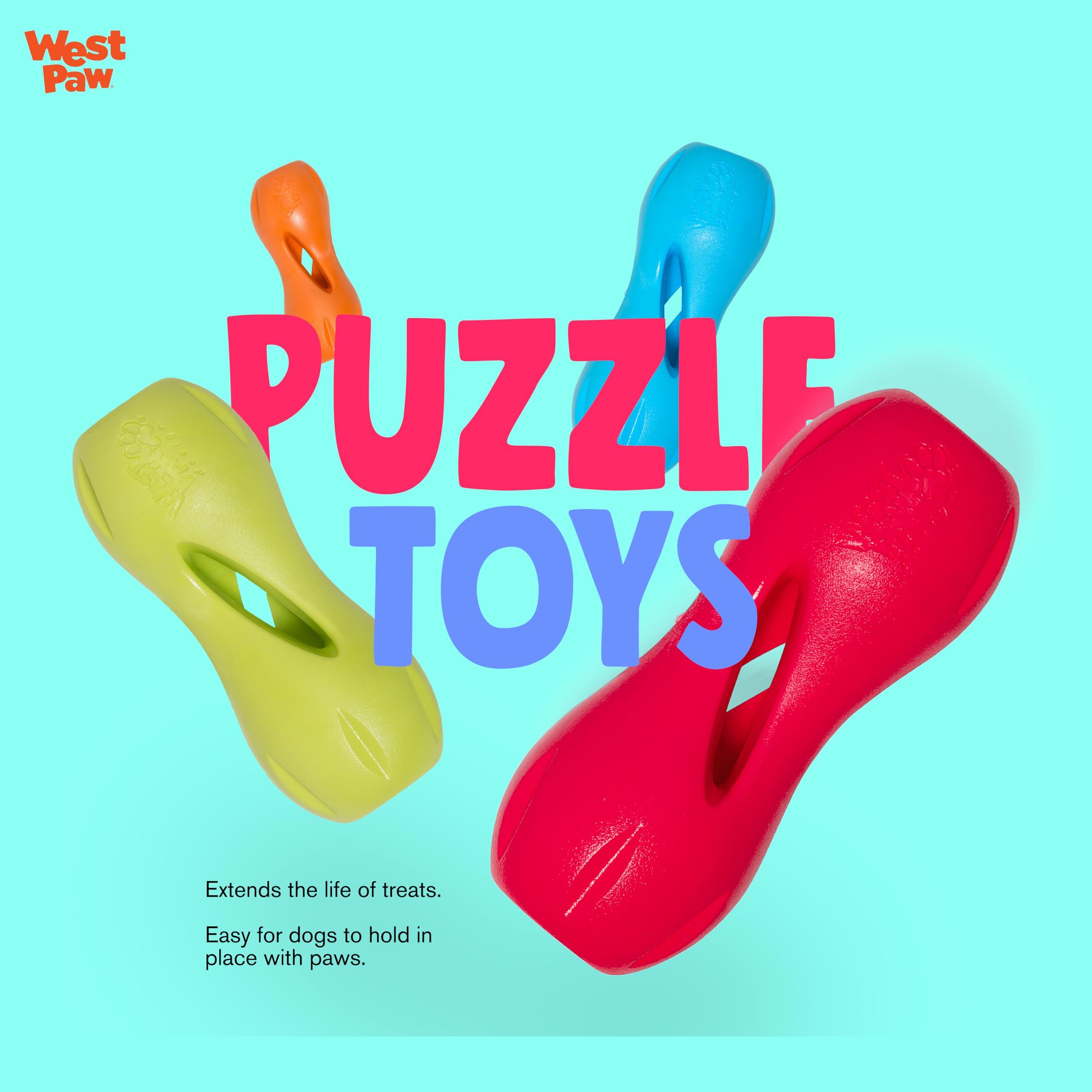 West Paw Zogoflex Qwizl Granny Smith Small recyclable materials support eco-conscious play