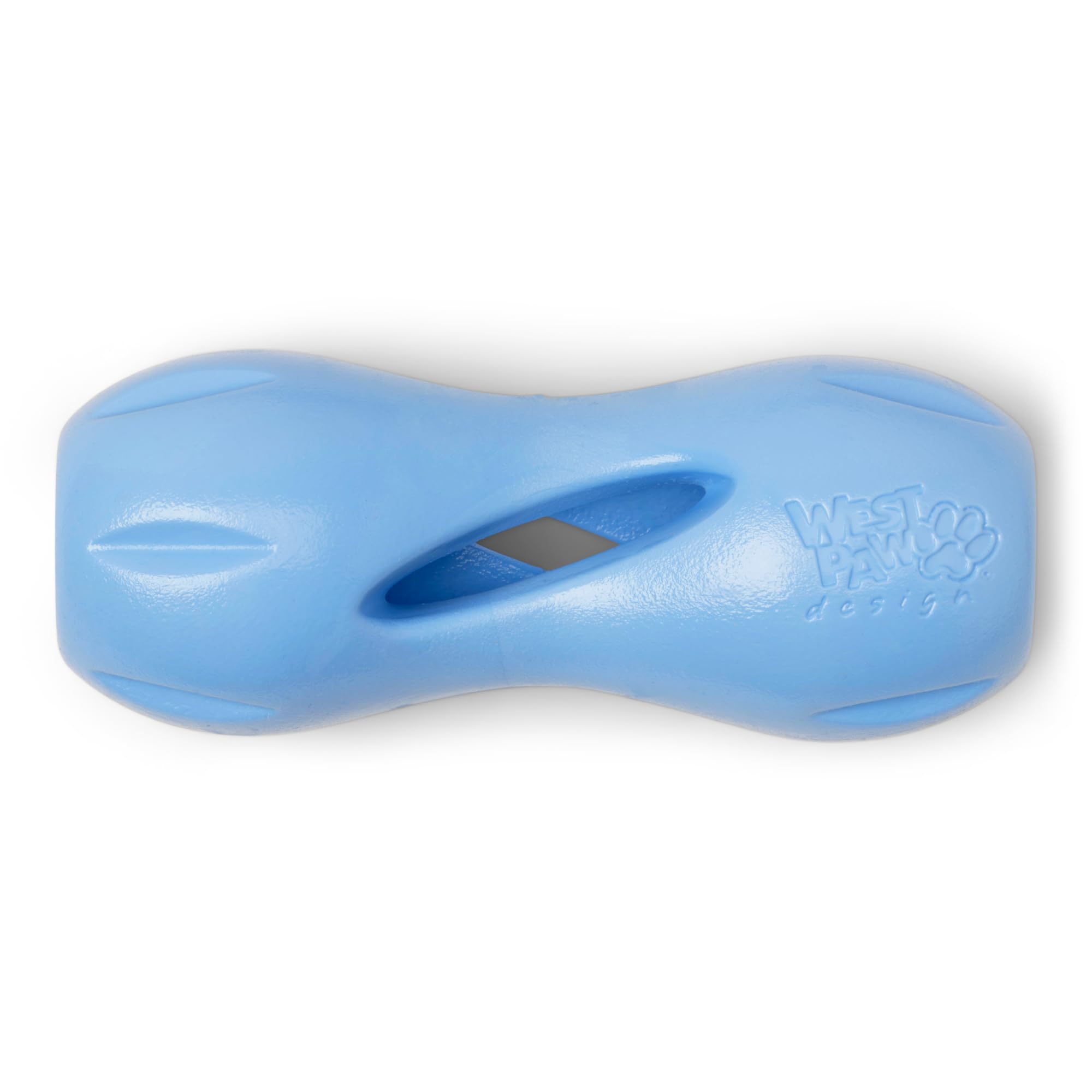 West Paw Zogoflex Qwizl puzzle toy in periwinkle for dog enrichment.