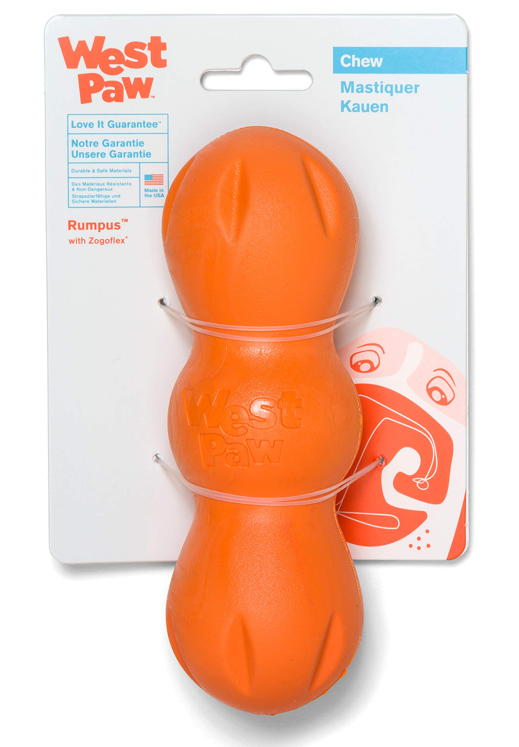 WEST PAW Zogoflex Rumpus toy side view for tough chewers during fetch sessions