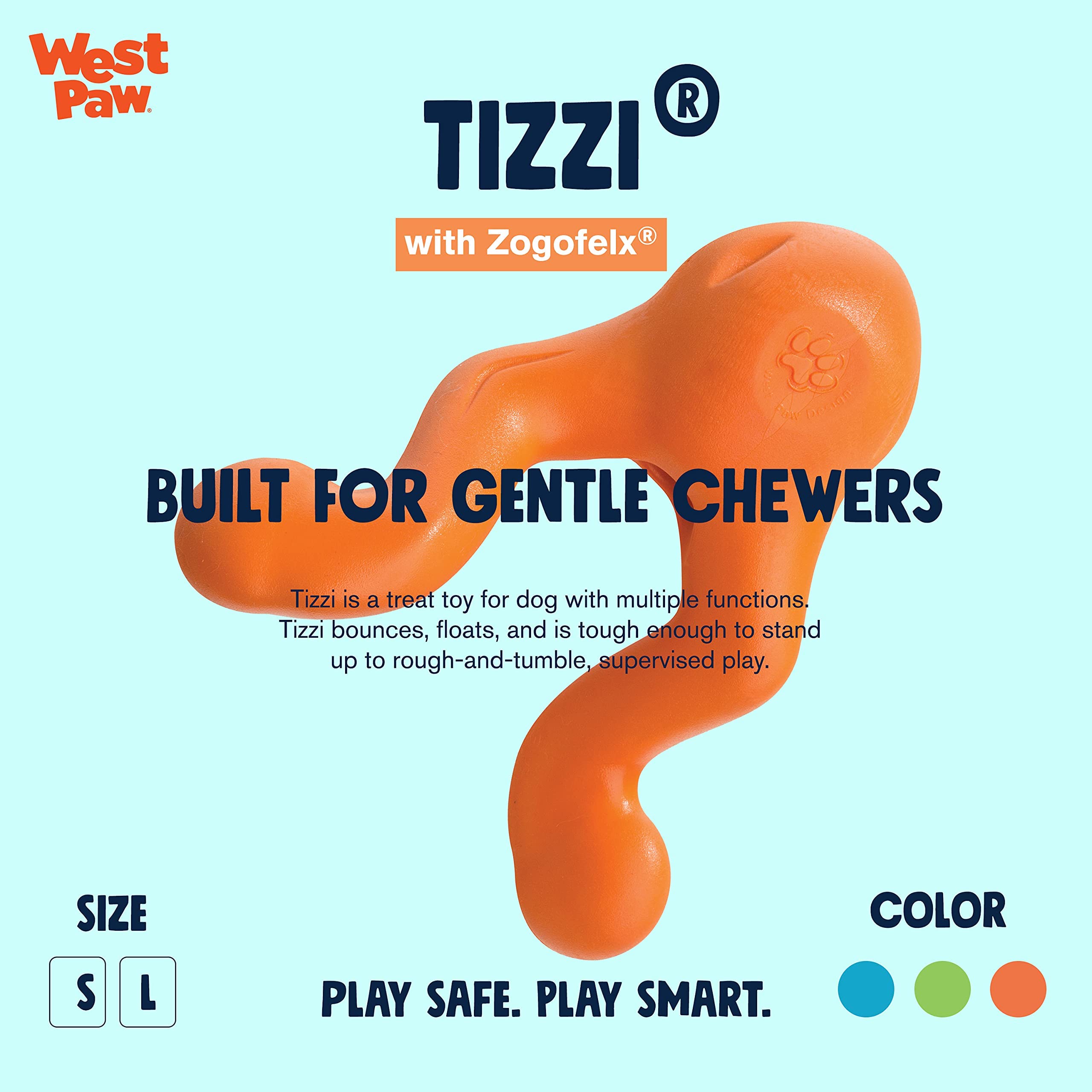 West Paw Zogoflex Tizzi in flight showing aerodynamic fetch design for high-energy games