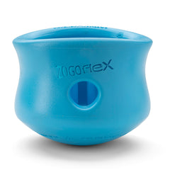 West Paw Zogoflex Toppl side-view in Aqua Blue for durable daily play.