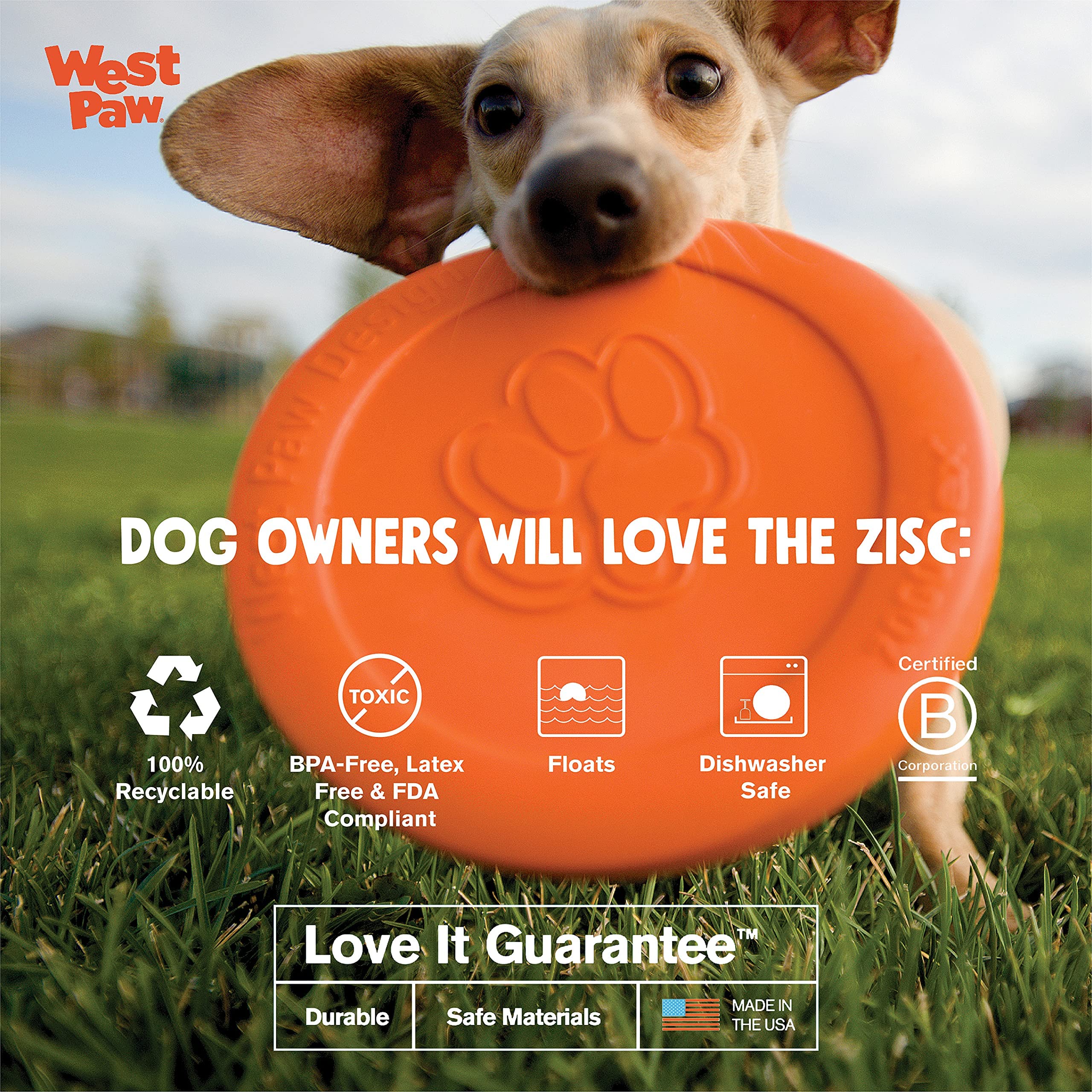 West Paw Zogoflex Zisc USA made durable for daily fetch and rough play