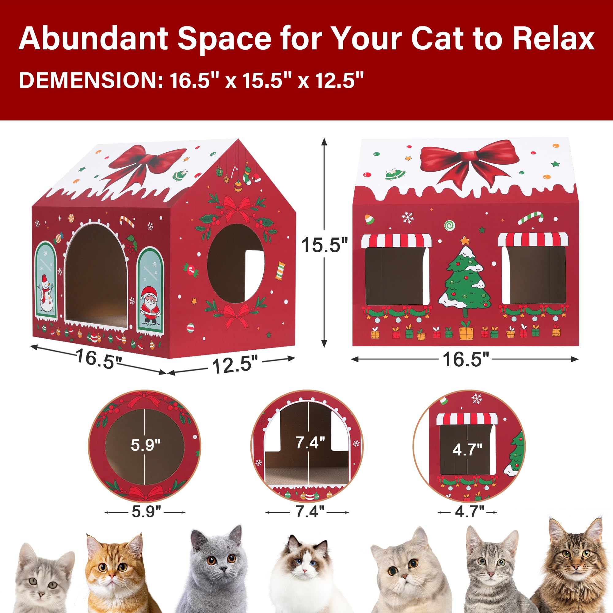 WESTERN HOME Christmas cat house bows decorate and warm the room