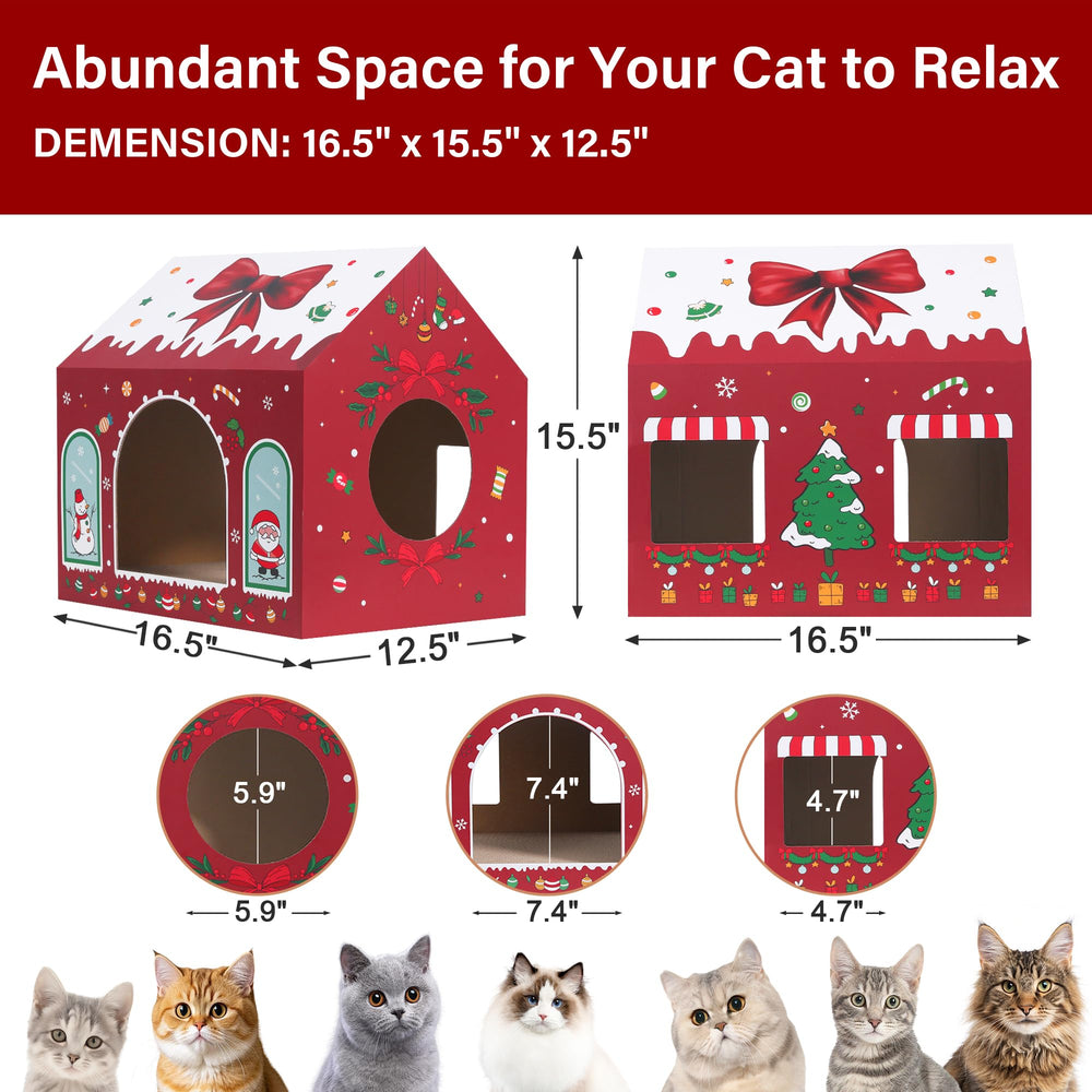 WESTERN HOME Christmas cat house bows decorate and warm the room