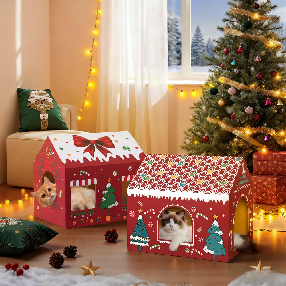 WESTERN HOME Christmas cat house cozy resting spot for small pets