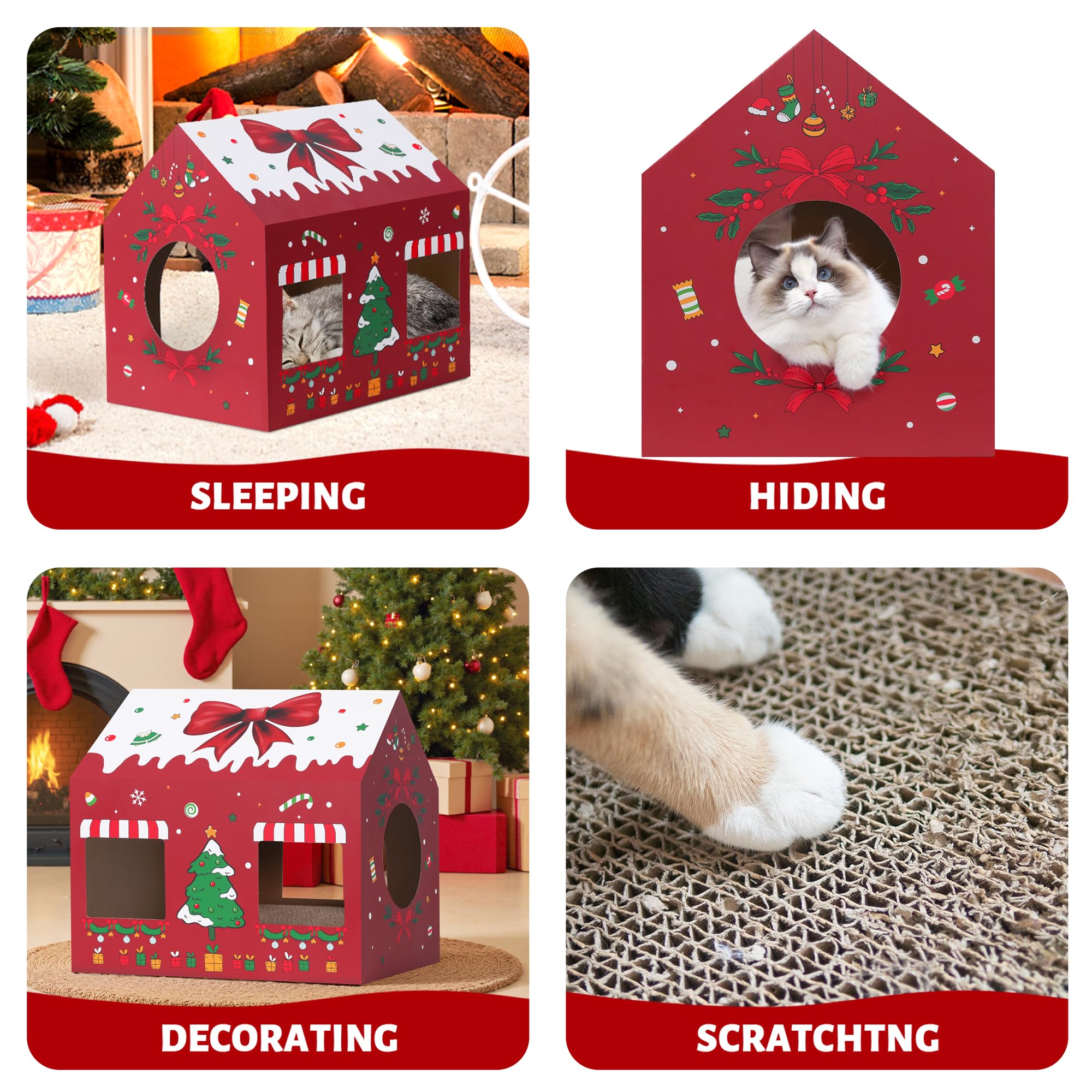 WESTERN HOME Christmas cat house easy assembly with no tools