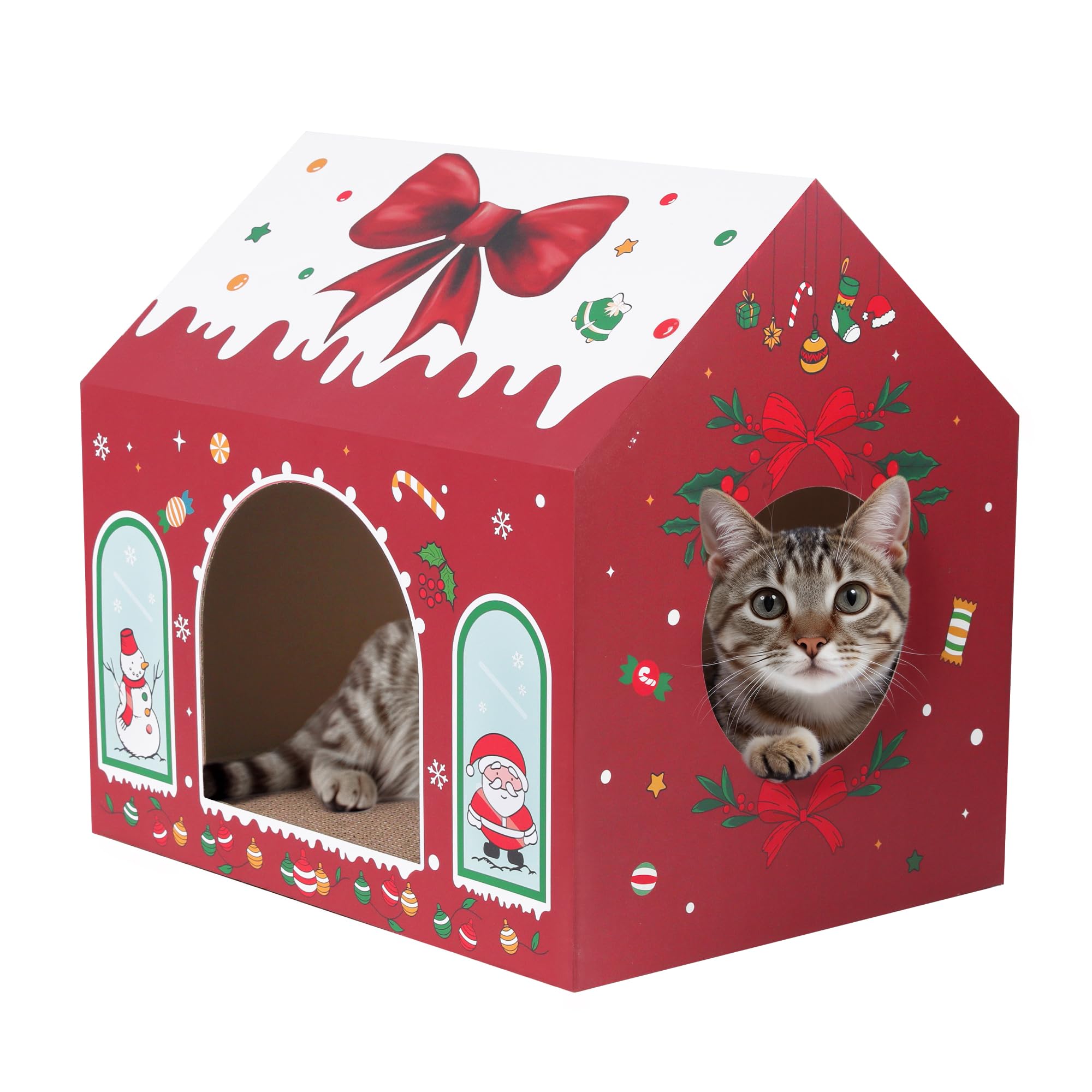 WESTERN HOME Christmas cat house three windows offers sunny vantage and cozy hideaway