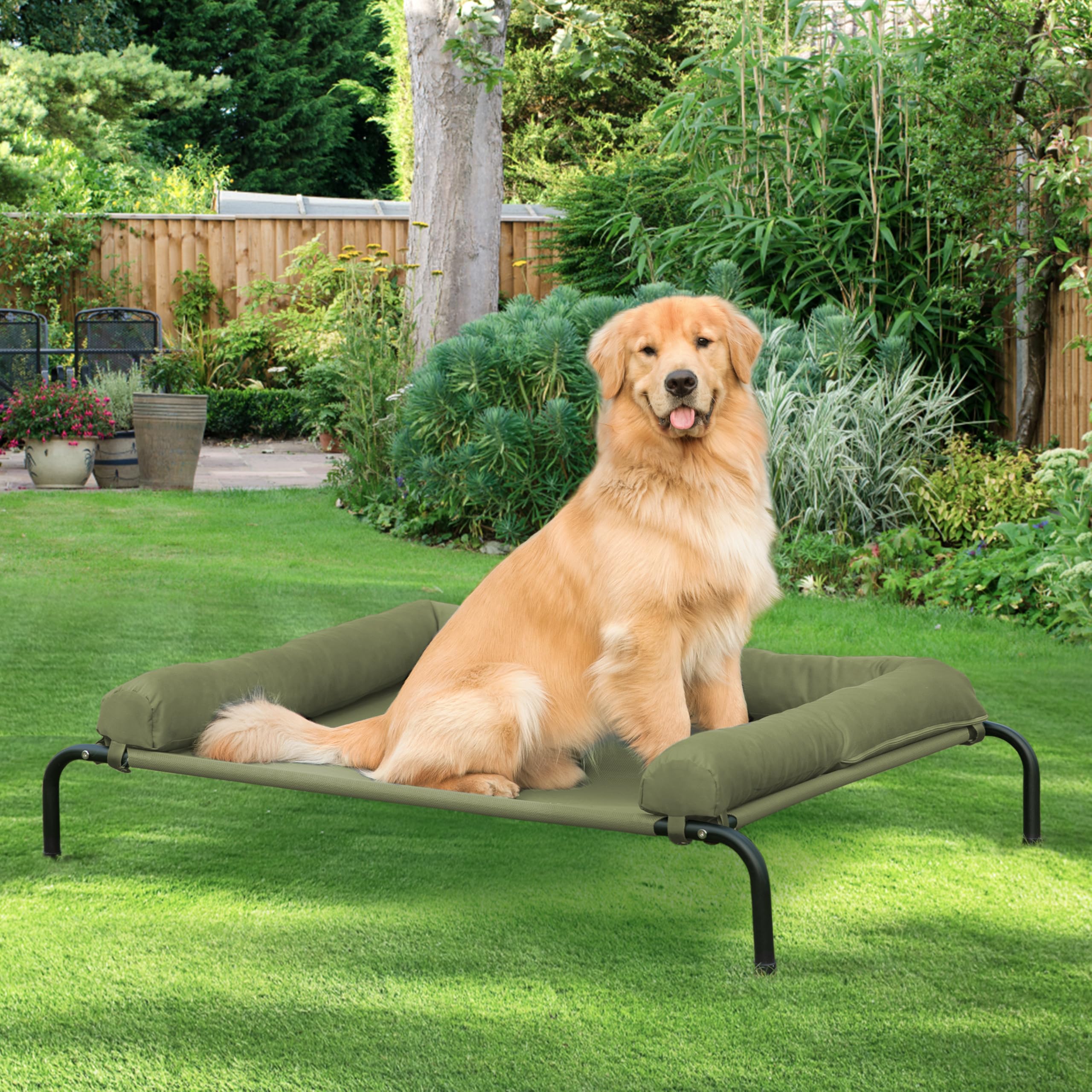 Western Home cooling elevated dog bed durable Teslin mesh for chew resistance