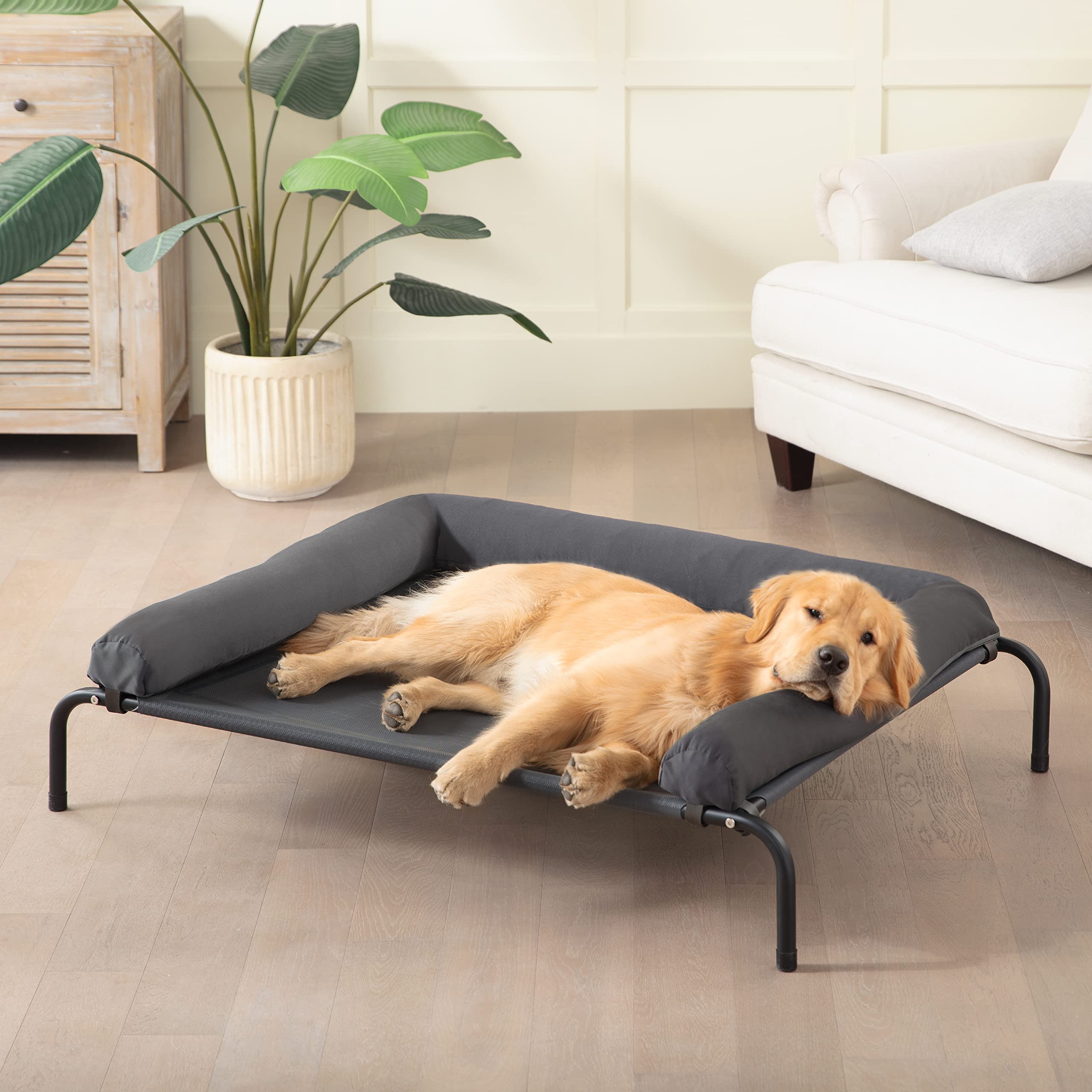 WESTERN HOME cooling elevated dog bed outdoor shows a breathable, cooling resting spot for sunny days.