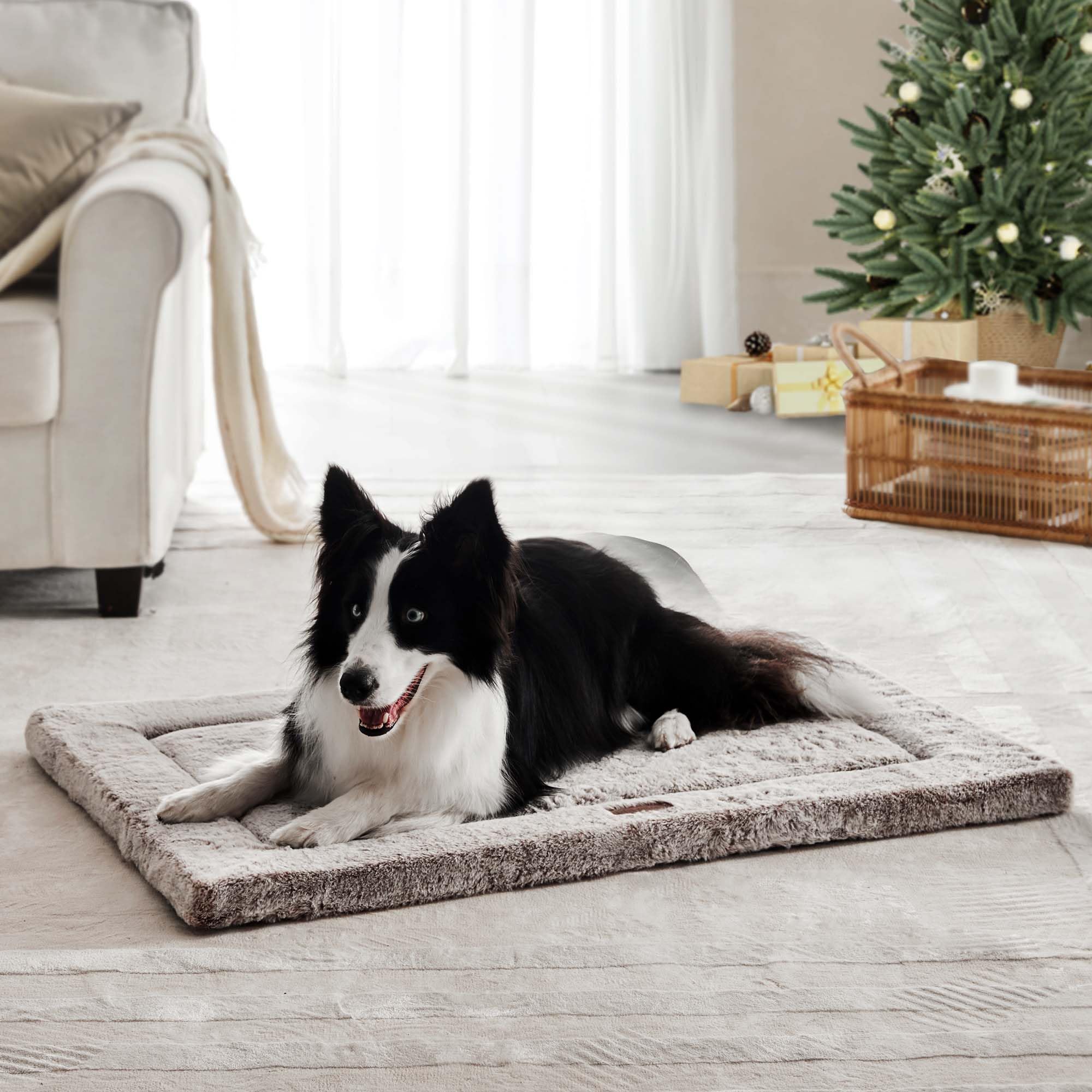 WESTERN HOME dog bed grey plush top offers cozy crate comfort during naps
