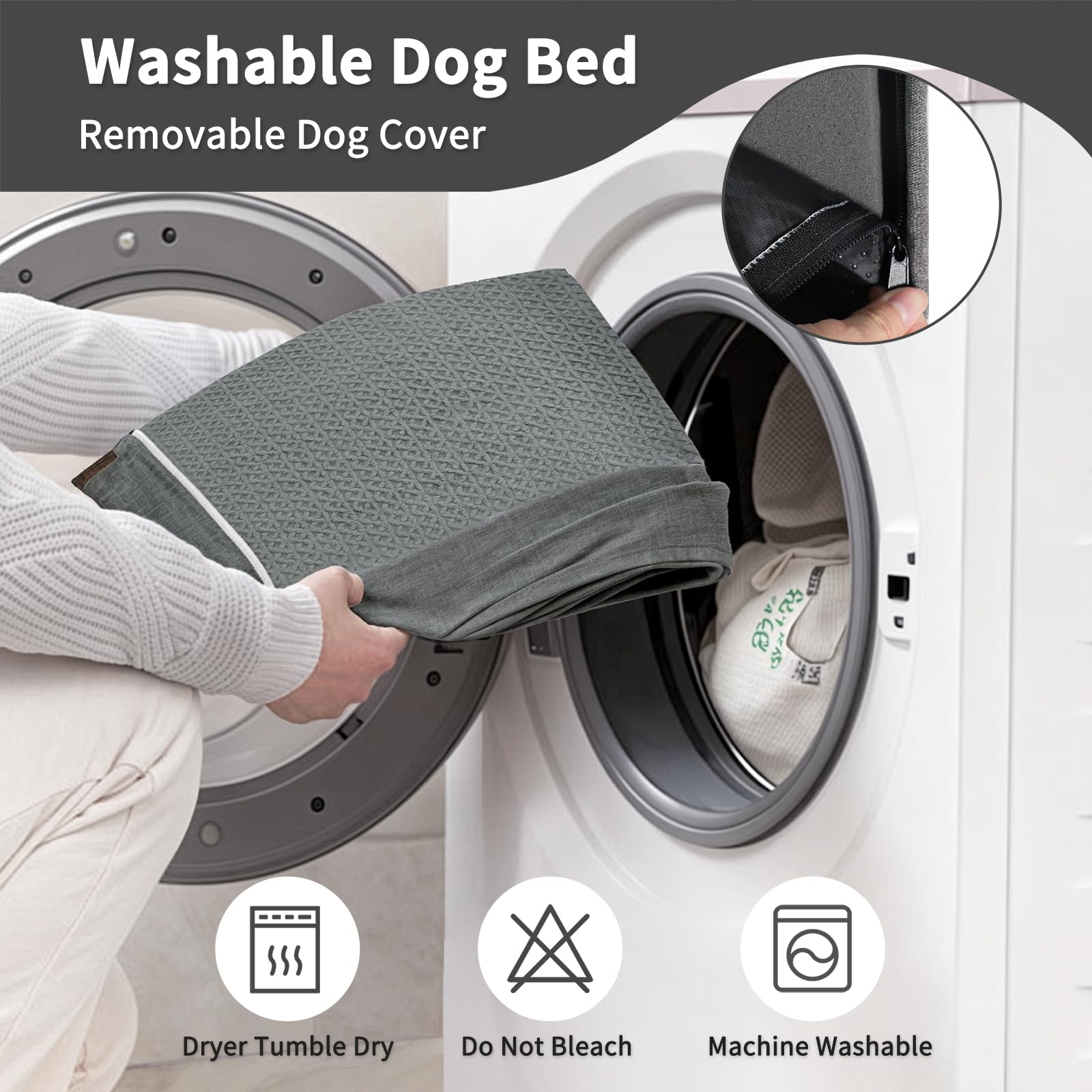 WESTERN HOME large dog bed removable cover for easy machine washing.