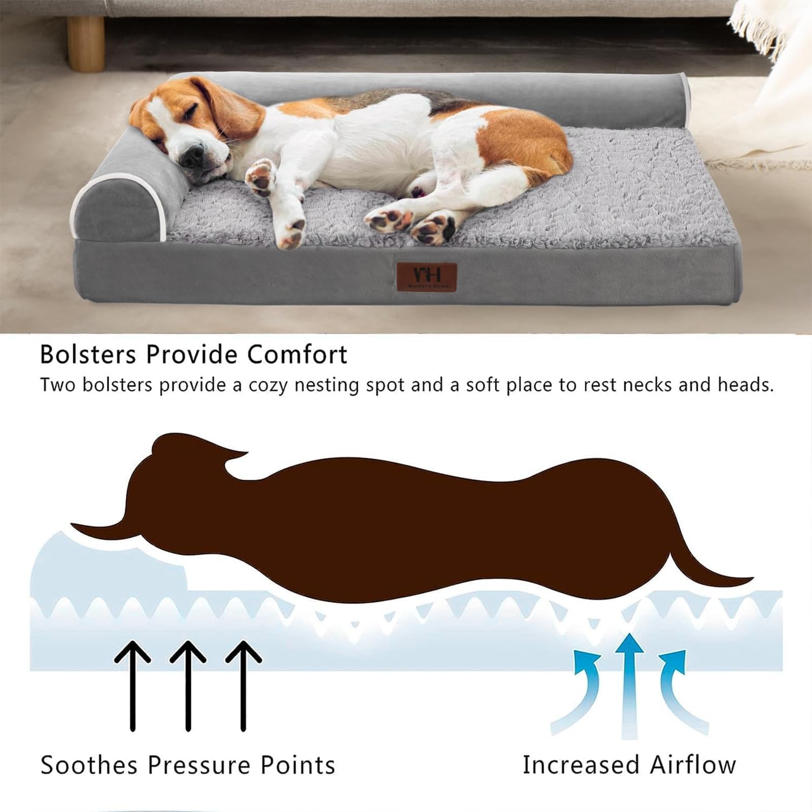 Western Home non-slip bottom keeps the bed steady on floors.