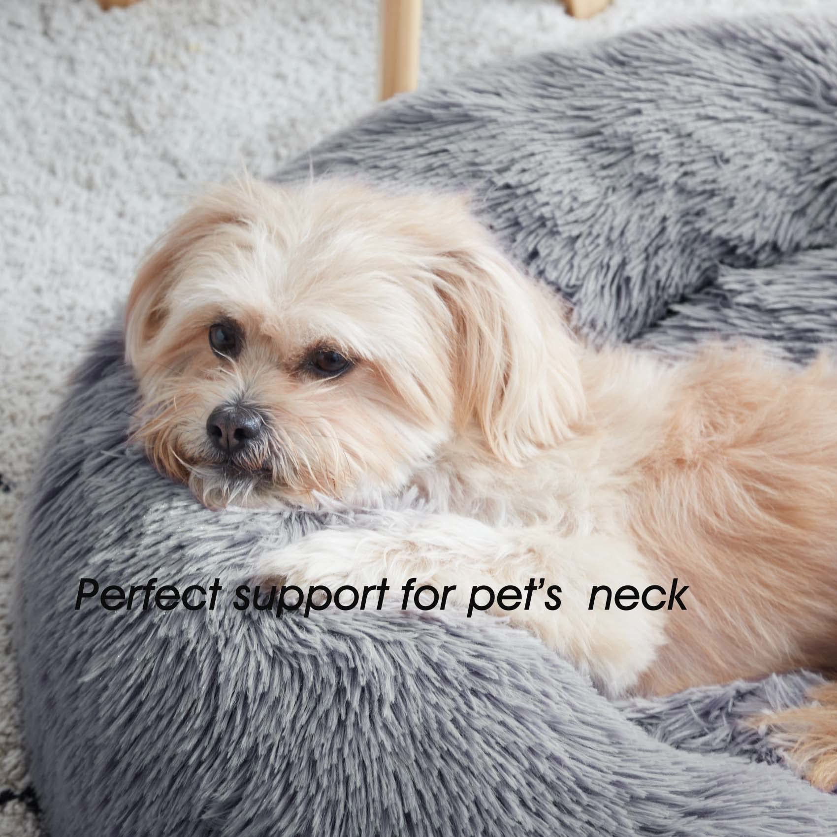 WESTERN HOME WH Calming Donut Cuddler interior fur highlights soft, cozy nap space.