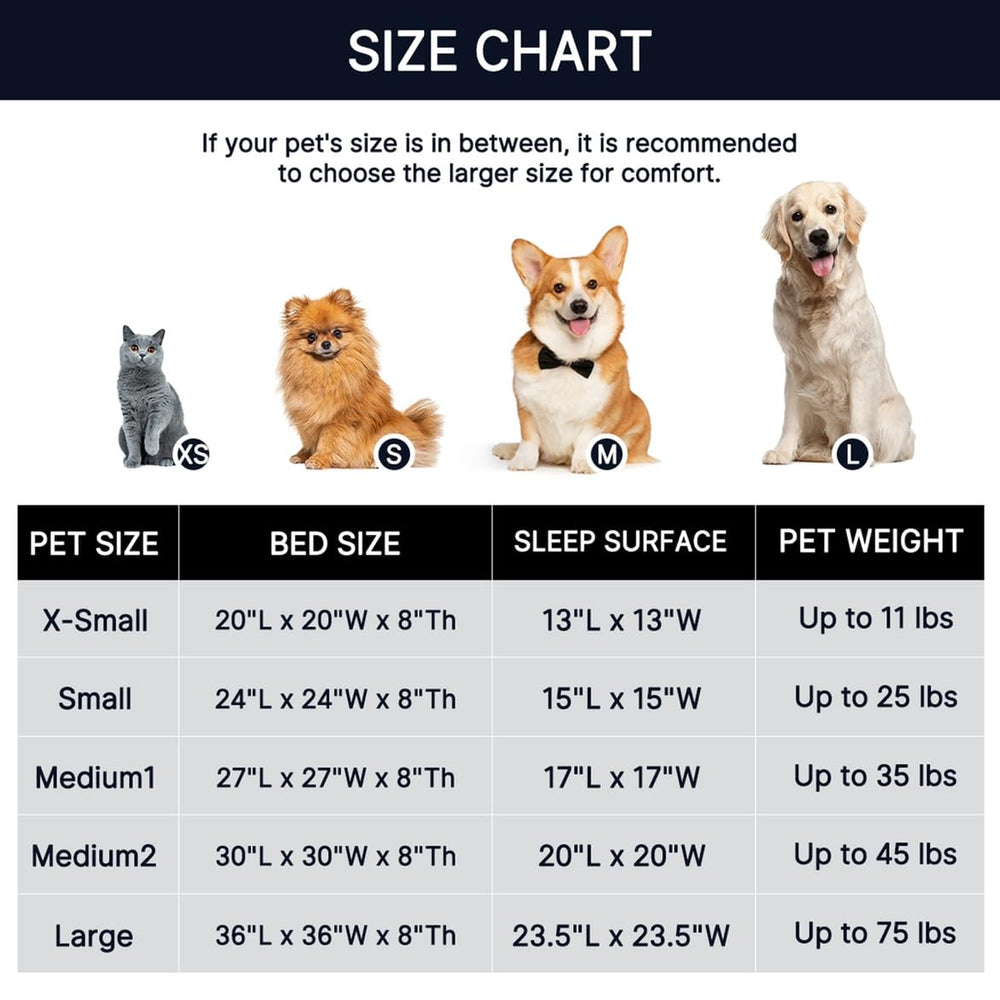 WESTERN HOME WH Calming Donut Cuddler size chart helps pick the right fit.