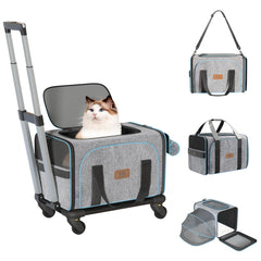 Western Home WH expandable cat carrier with wheels for easy travel transitions.