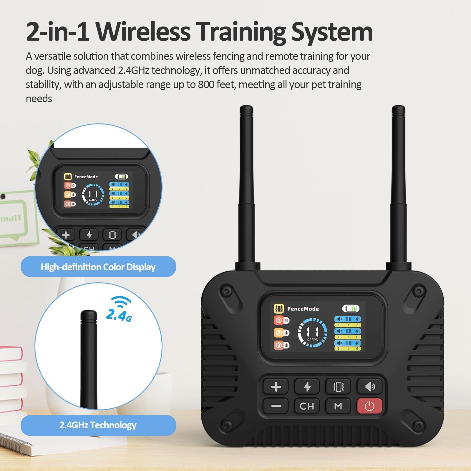 WEUYUY wireless fence collar ready for multi-dog training sessions.