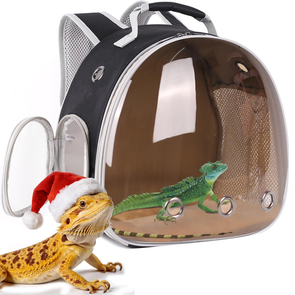 WEVONIGU bearded dragon backpack with bubble window provides clear view and light protection