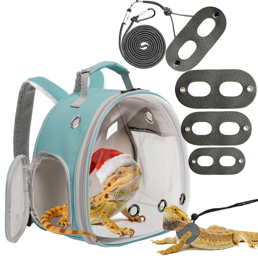 WEVONIGU Bearded Dragon Backpack Bubble Window offers safe travel visibility.