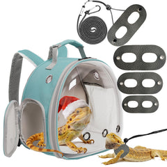 WEVONIGU Bearded Dragon Backpack Bubble Window offers safe travel visibility.