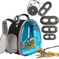 WEVONIGU Bearded Dragon Travel Backpack with front bubble window for unobstructed viewing and protection.