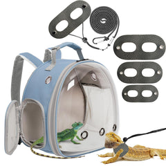 WEVONIGU Bearded Dragon Backpack Carrier front view showing secure, hands-free travel