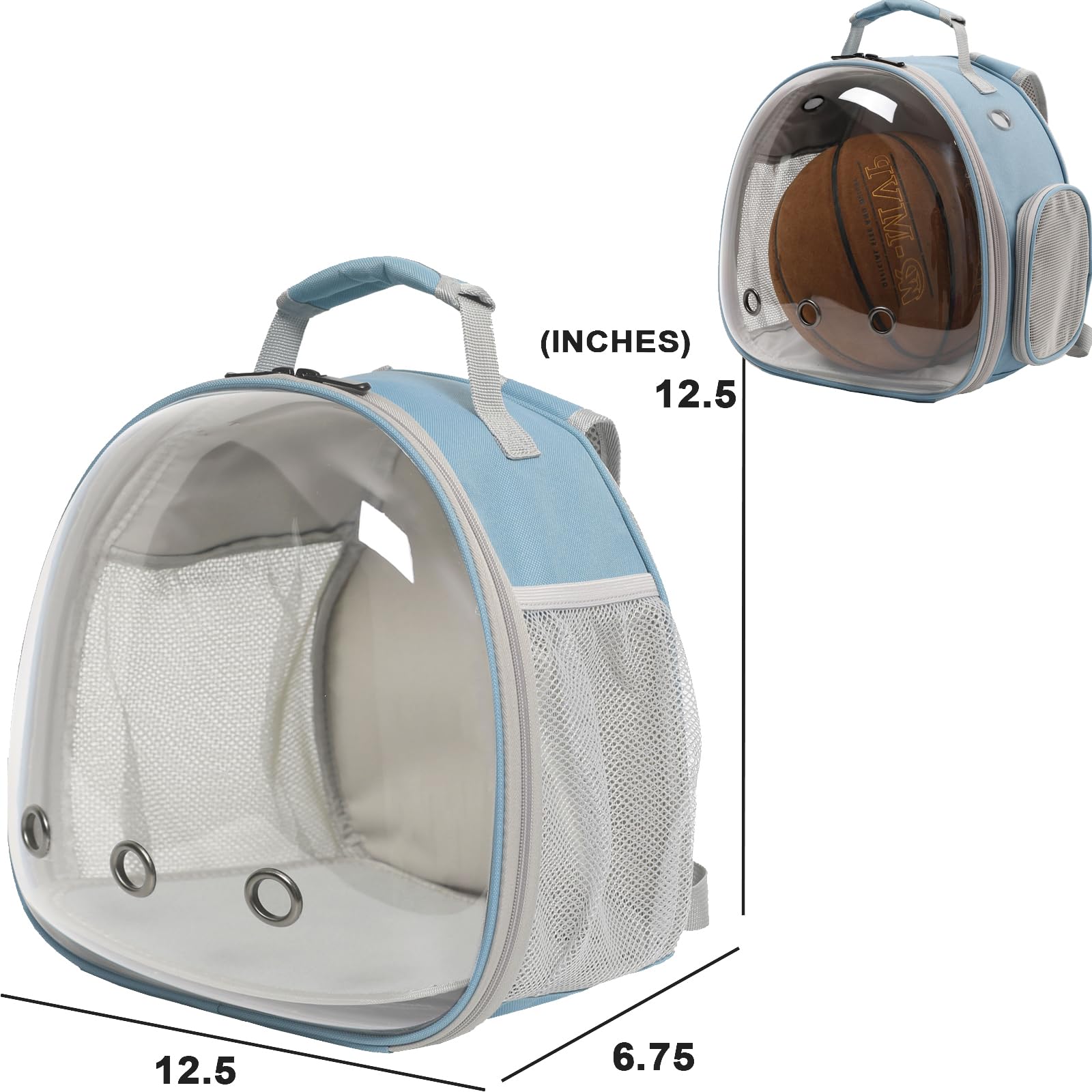 WEVONIGU Bearded Dragon Backpack Carrier side window highlighting breathable mesh