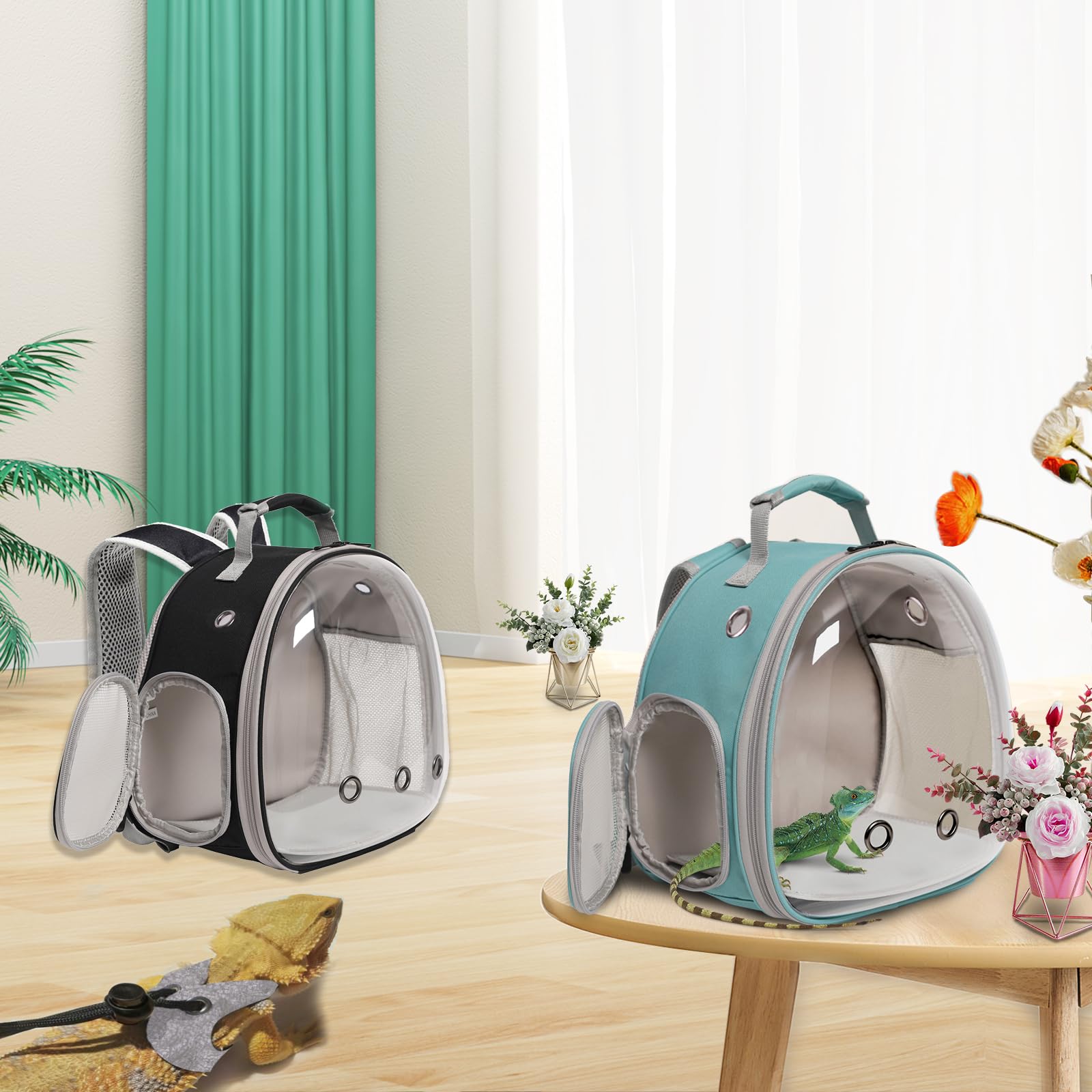 WEVONIGU Bearded Dragon Backpack Top Handle supports easy lifting.