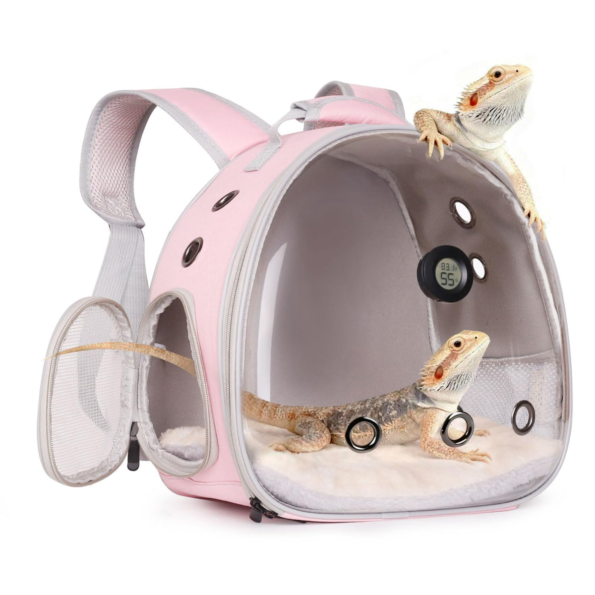 WEVONIGU bearded dragon travel backpack with bubble window for easy pet observation.