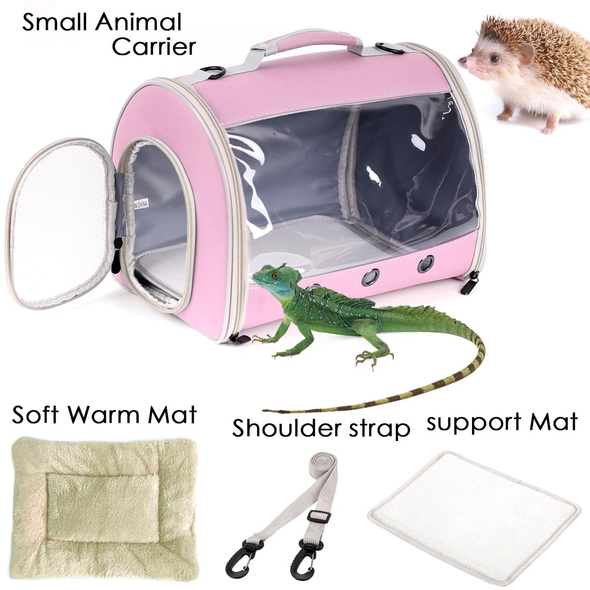 WEVONIGU reptile travel carrier with front vents for fresh air