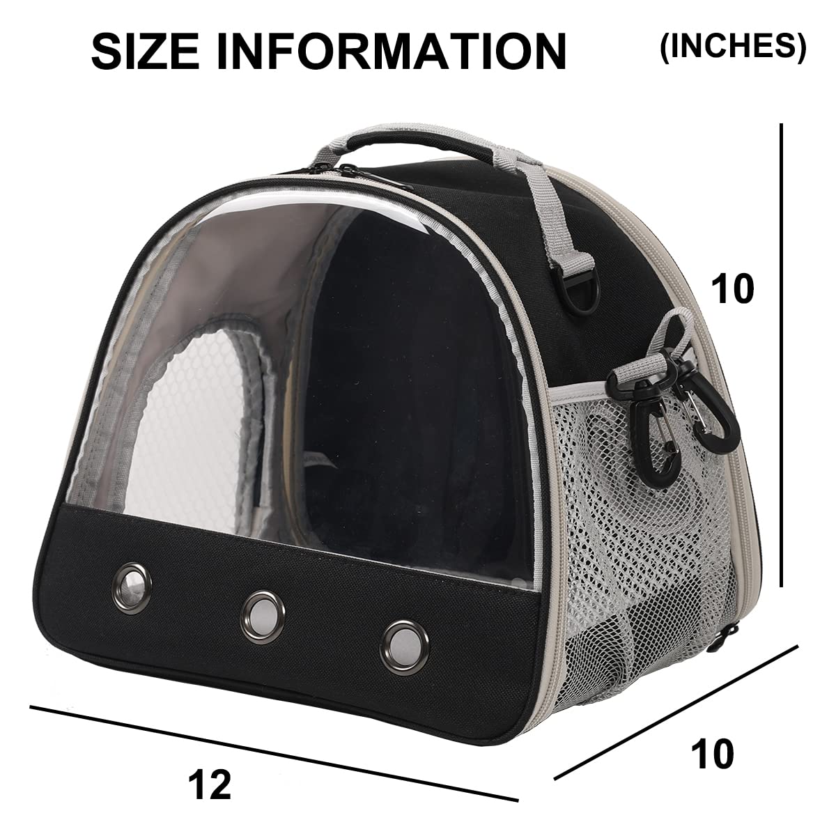 WEVONIGU transparent-window-small-animal-carrier monitor your pet while traveling