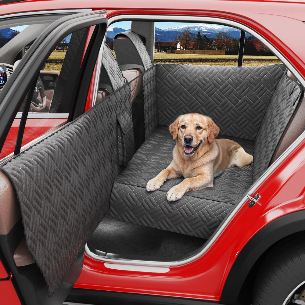 Wexyldra dog car seat cover back seat extender enables spacious, protected rides.