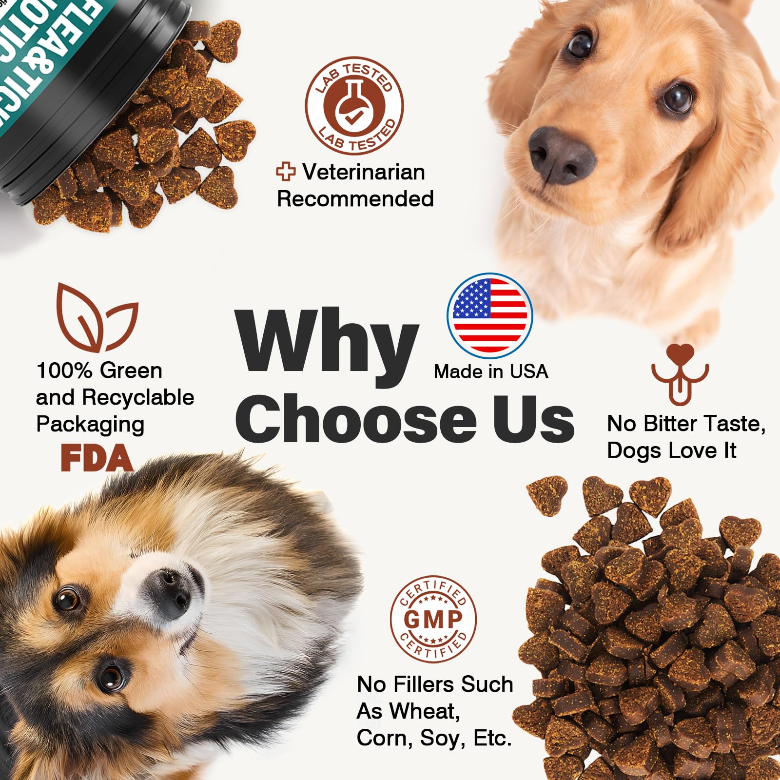 WEYILL puppy to senior dogs chews pictured for universal care.