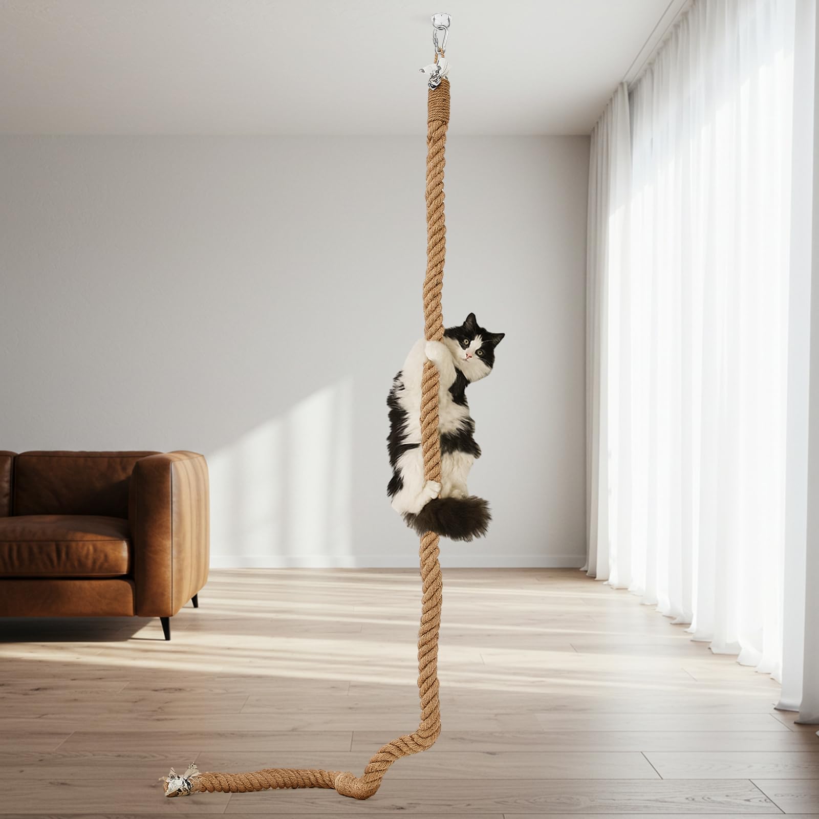 Weysat cat climbing rope wall mount provides a sturdy high perch for curious cats.