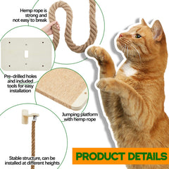 Weysat cat tree jumping platform supports playful leaps and rest between climbs.