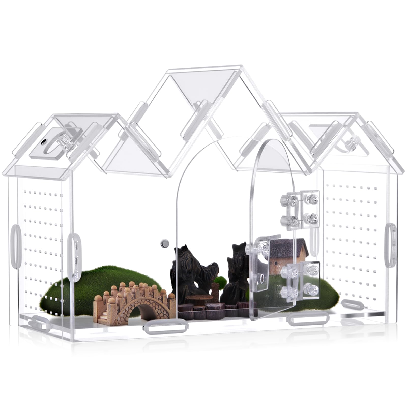 Weysat jumping spider enclosure front view with secure magnetic doors for safe, easy access.