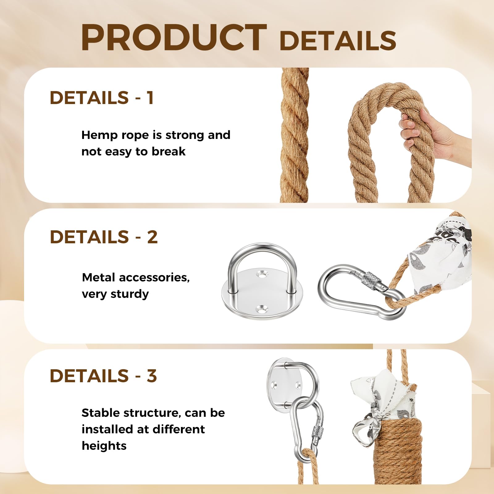 Weysat jute rope texture closeup emphasizes natural scratching material for claws.