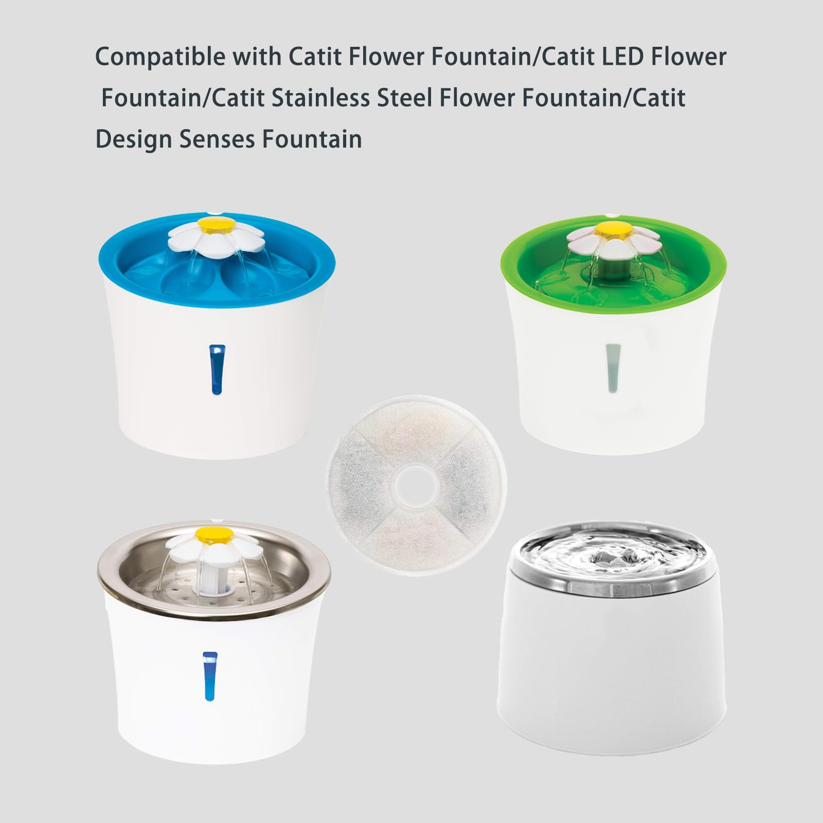 WEZEBEL catit flower fountain filter material close-up showing filtration components.