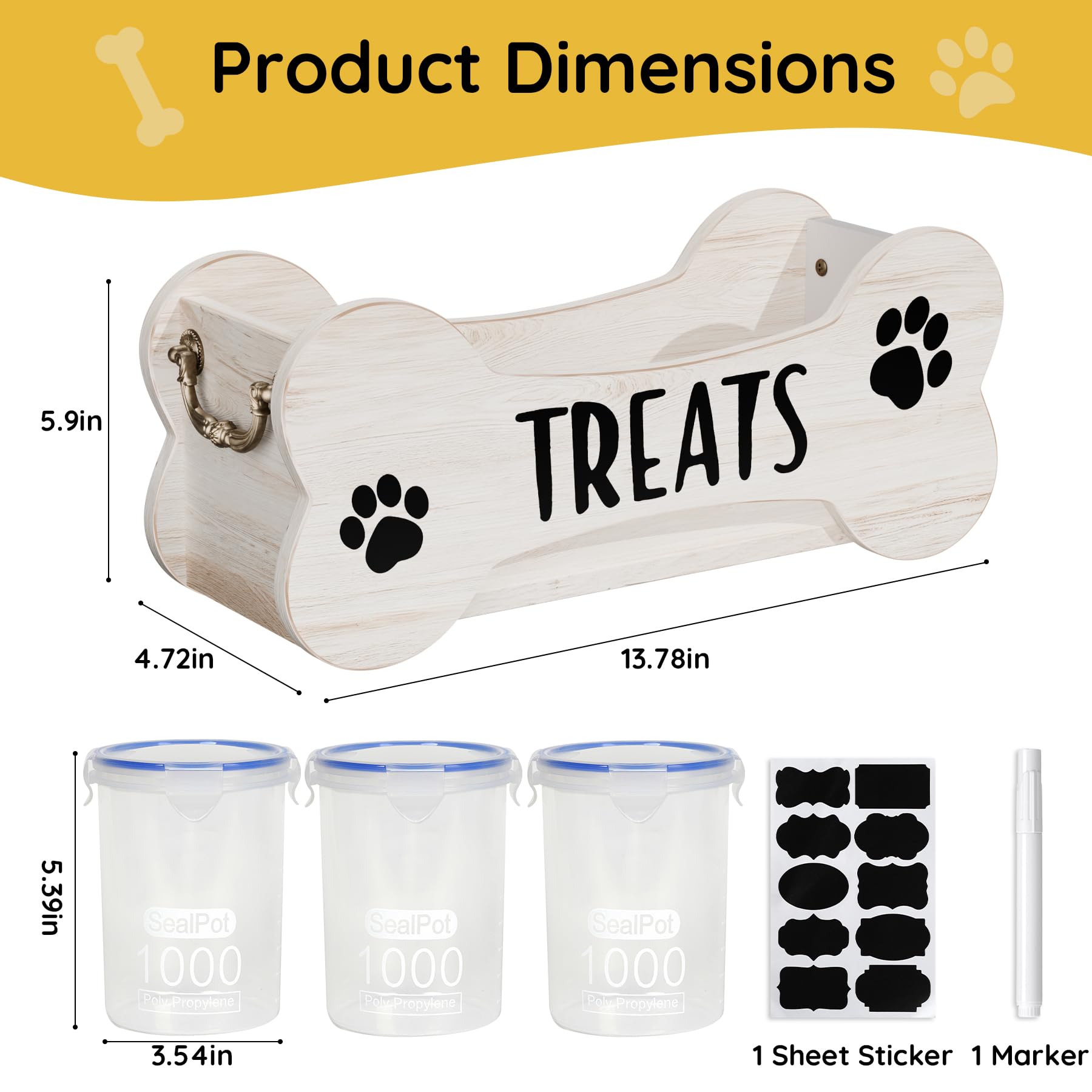 WGFKVAS three jar dog storage setup provides ample treat space