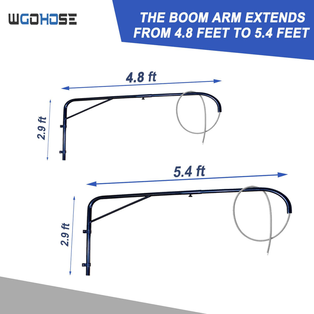 WGOHOSE extendable boom length from 4.8 to 5.4 feet adapts to stalls.