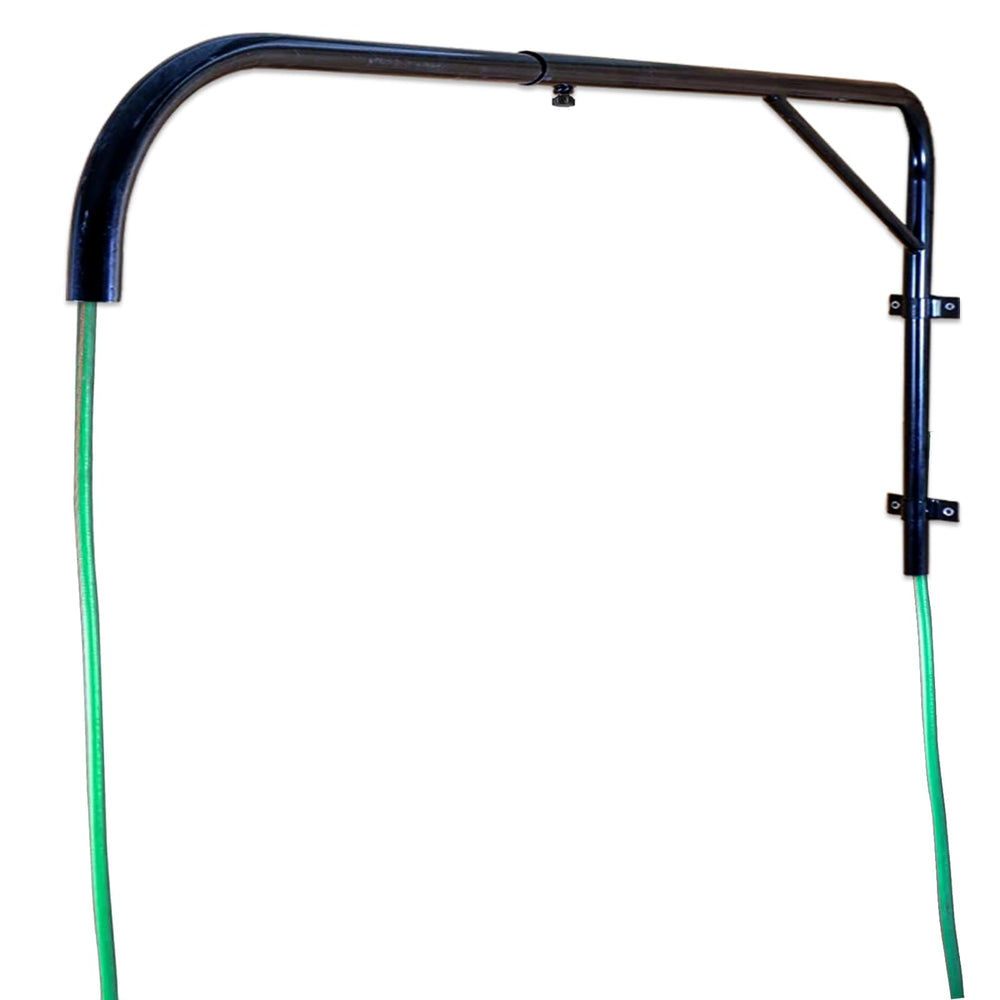 WGOHOSE horse wash boom arm wall-mounted keeps hose accessible and reduces tangling during grooming.